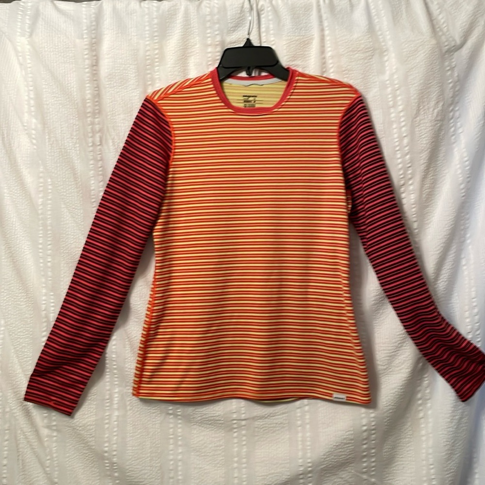 Patagonia Long Sleeve Striped Tee in Orange and Red